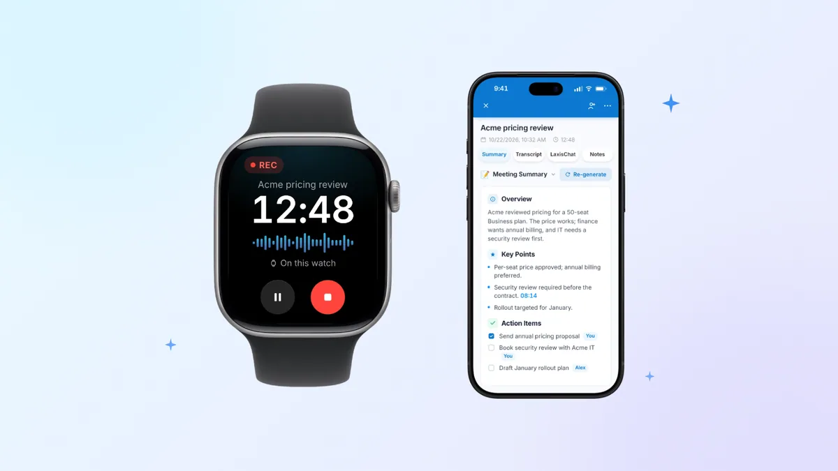 Laxis for Apple Watch: The AI Note Taker on Your Wrist
