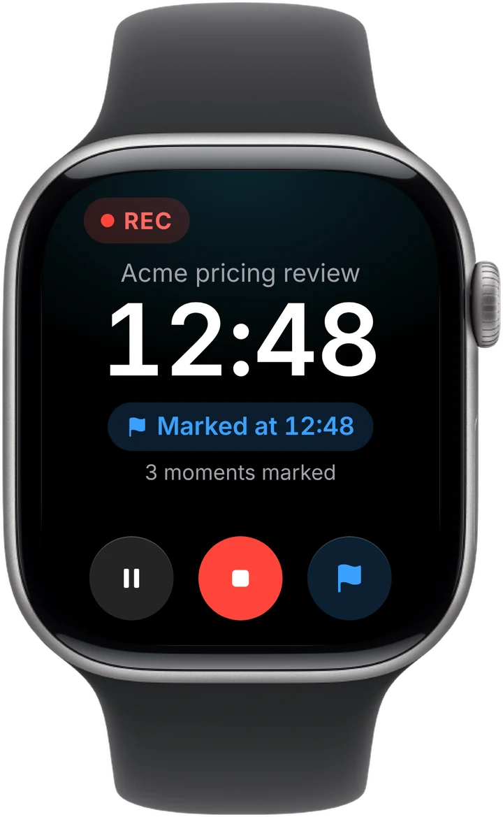 Marking a key moment during a recording on Apple Watch